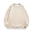 thumbnail image 1 of Virmaxy Men's Solid Color Crew Neck Sweatshirt Drawstring Pullover Sweatshirt Long Sleeve Tops Long Sleeve Crew Neck Tops/Shirts Beige 3XL, 1 of 4