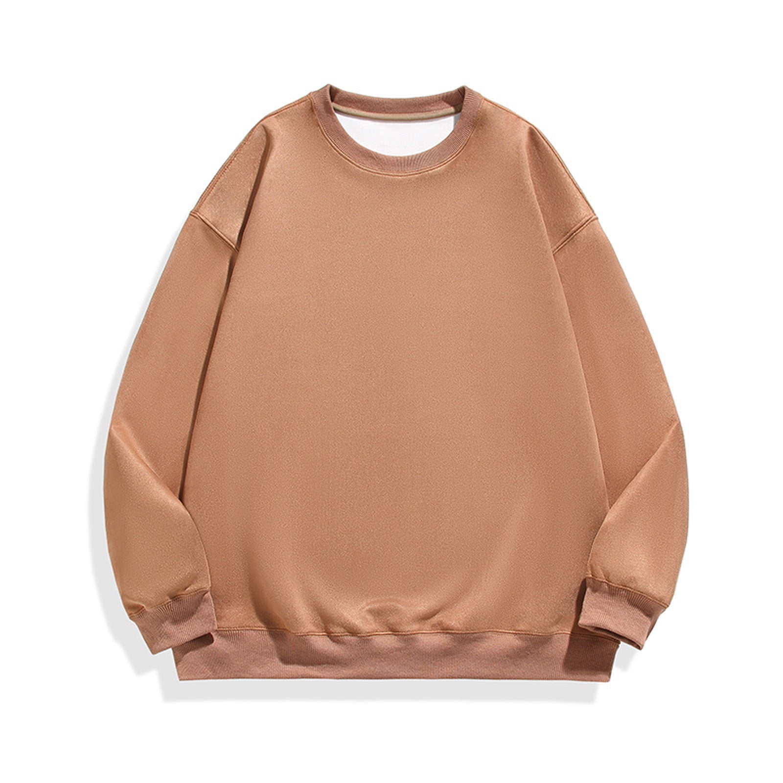 Virmaxy Men's Solid Color Crew Neck Sweatshirt Drawstring Pullover