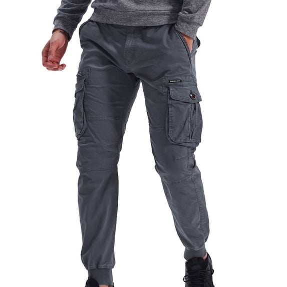 Virmaxy Men's Straight Leg Taper Cargo Pants Cotton and Linen Elastic Waist Work Pants Blended Comfy Soft Beach Casual Trousers Suitable for Casual Hiking Outdoor Apparel Dark Gray 2XL