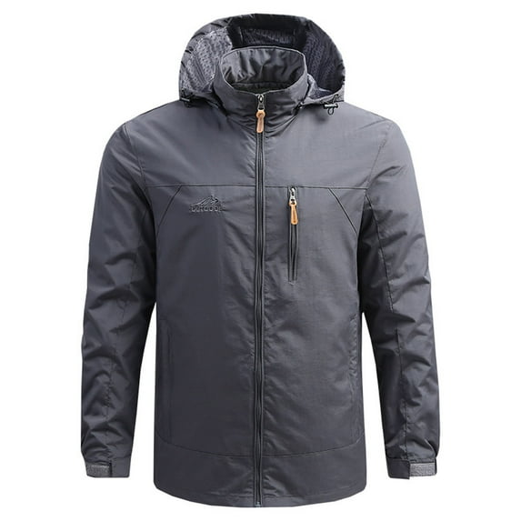 Virmaxy Men's Sun Jacket Lightweight Breathable Outdoor Cycling Fishing Rushing Jacket Solid Color Zipper Pocket Long Sleeve Standing Collar Hooded Jacket