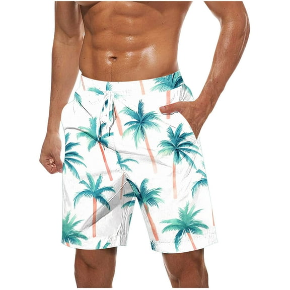 Virmaxy Men's Swim Trunks Shorts Quick Dry Hawaiian Board Shorts with Elastic Waist Drawstring Summer Shorts for Resort Lounging Multicolor-10 S