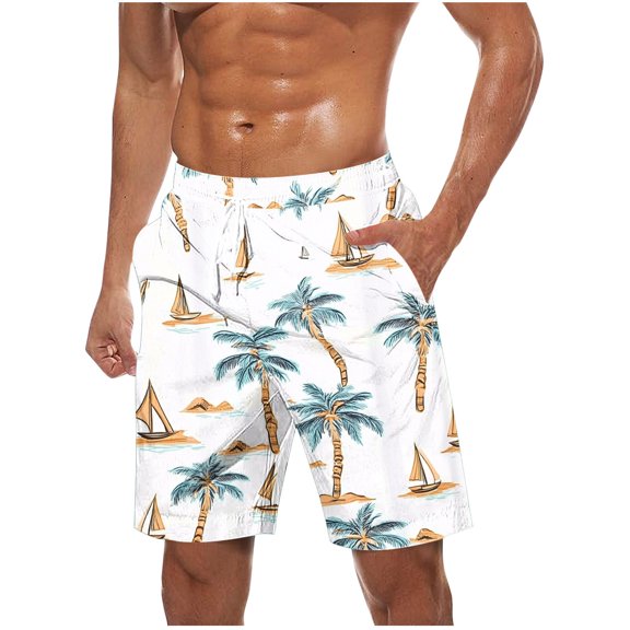Virmaxy Men's Swim Trunks Shorts Quick Dry Hawaiian Board Shorts with Elastic Waist Drawstring Summer Shorts for Resort Lounging Multicolor-21 S