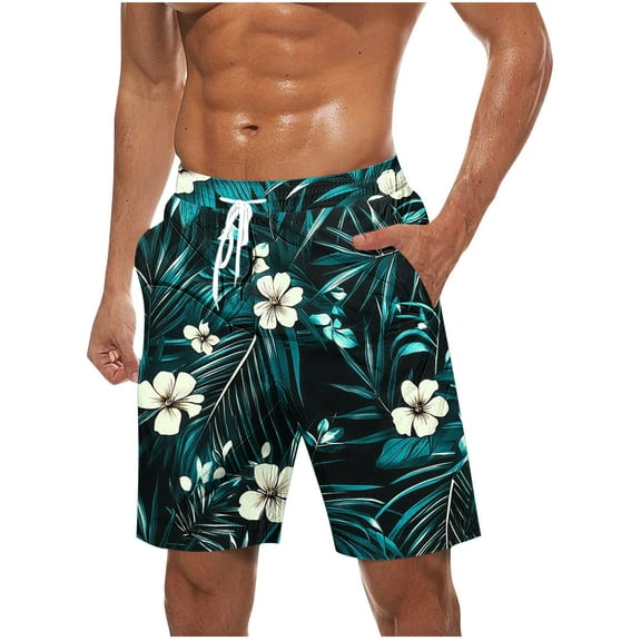 Virmaxy Men's Swim Trunks Shorts Quick Dry Hawaiian Board Shorts with Elastic Waist Drawstring Summer Shorts for Resort Lounging Multicolor-25 XXXL