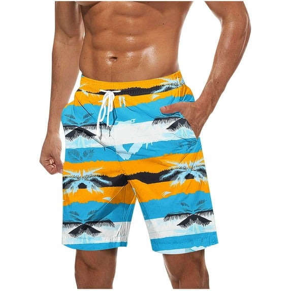 Virmaxy Men's Swim Trunks Shorts Quick Dry Hawaiian Board Shorts with Elastic Waist Drawstring Summer Shorts for Resort Lounging Multicolor-36 XXL
