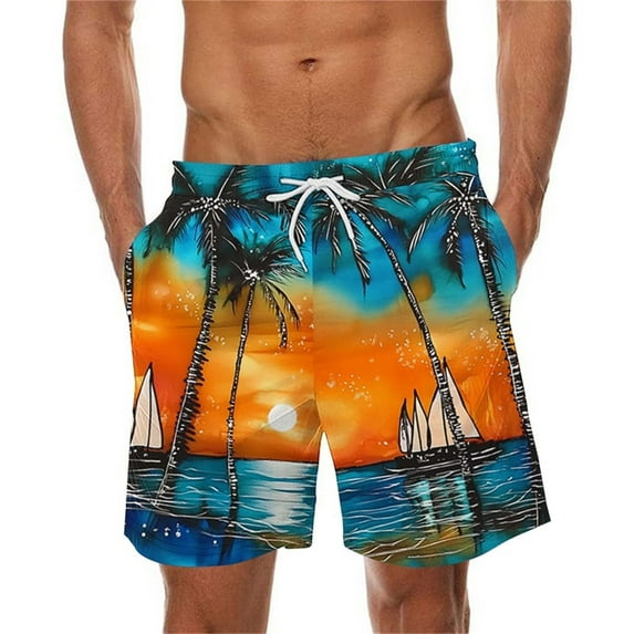 Virmaxy Men's Swim Trunks Shorts Quick Dry Hawaiian Board Shorts with Elastic Waist Drawstring Summer Shorts for Resort Lounging Multicolor-7 XXXXL