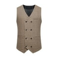 thumbnail image 1 of Virmaxy Men's Trendy Suit Tank Top Medieval Corduroy V-Neck Vest With Pockets Vintage Single Breasted Tops for Party Khaki-3 S, 1 of 9
