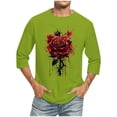thumbnail image 1 of Virmaxy Mens 2024 Printed sports and fitness t-shirt with seven-quarter sleeves, seven-quarter sleeves, round neck, shirt Army Green-2 XL, 1 of 4