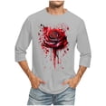 thumbnail image 1 of Virmaxy Mens 2024 Printed sports and fitness t-shirt with seven-quarter sleeves, seven-quarter sleeves, round neck, shirt Gray-1 XXXL, 1 of 4