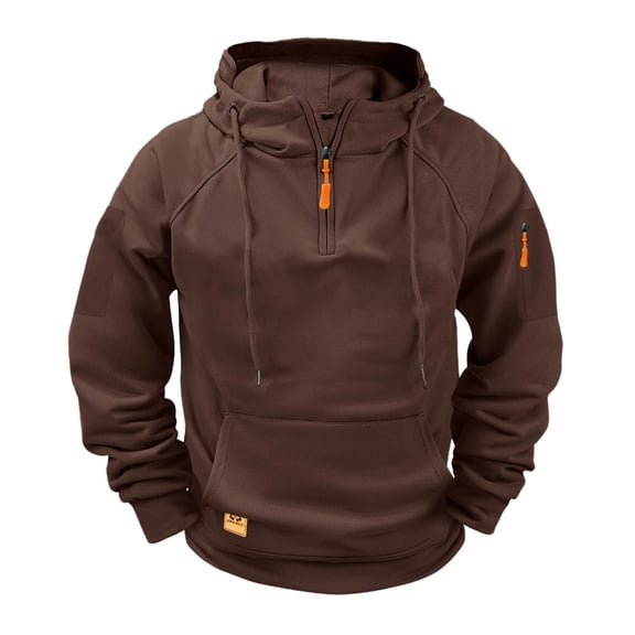 Virmaxy Mens Hoodie with Kangaroo Pockets and Arm Pocket Casual Drawstring Quarter Zipper Pullover for Daily Comfort for Daily Wear and Exercise