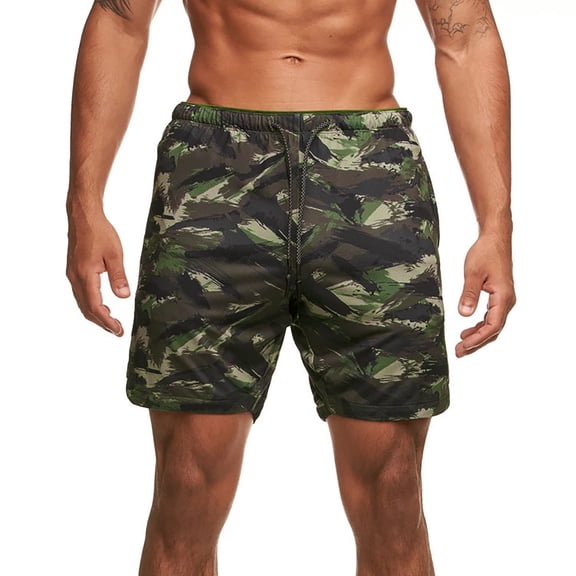 Virmaxy Mens Sports Gym Basketball Shorts Casual Camo Printed Drawstring Pocket Sweatshorts Casual Printing Casual Drawstring Pockets Elastic Sports Shorts Green S