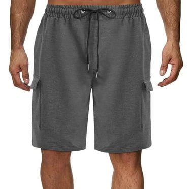 Virmaxy Mens Sports Gym Basketball Shorts Multi-Pocket Drawstring Elastic Waist Shorts Sweatpants Utility Shorts Dark Gray M