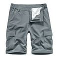 thumbnail image 1 of Virmaxy Mens Sports Gym Basketball Shorts Multi-Pocket Zipper Button Elastic Waist Pants Work Shorts Short Shorts Silver L, 1 of 5