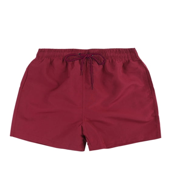 Virmaxy Mens Sports Gym Basketball Shorts Surf Solid Color Elastic Drawstring Beach Shorts Casual Surfing Solid Color Drawstring Elastic Quick-dry Beach Shorts Burgundy S