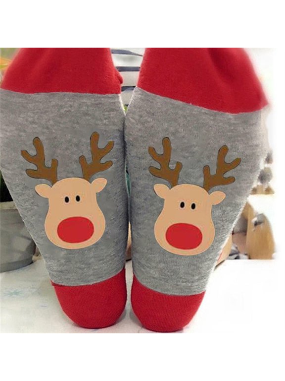 Mens Womens Christmas Socks Cute Deer Pattern Socks Casual Medium Tube Socks Fashionable Stockings Sports Stocking