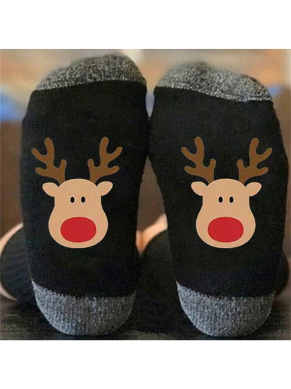 Mens Womens Christmas Socks Cute Deer Pattern Socks Casual Medium Tube Socks Fashionable Stockings Sports Stocking