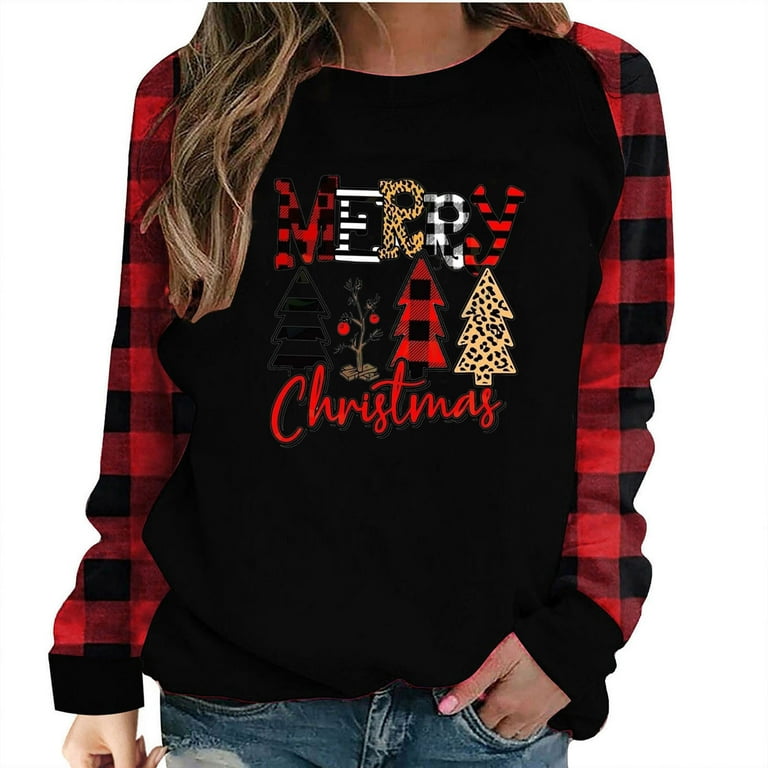 Women's long sleeve round neck plaid top Women's long sleeve round neck plaid top