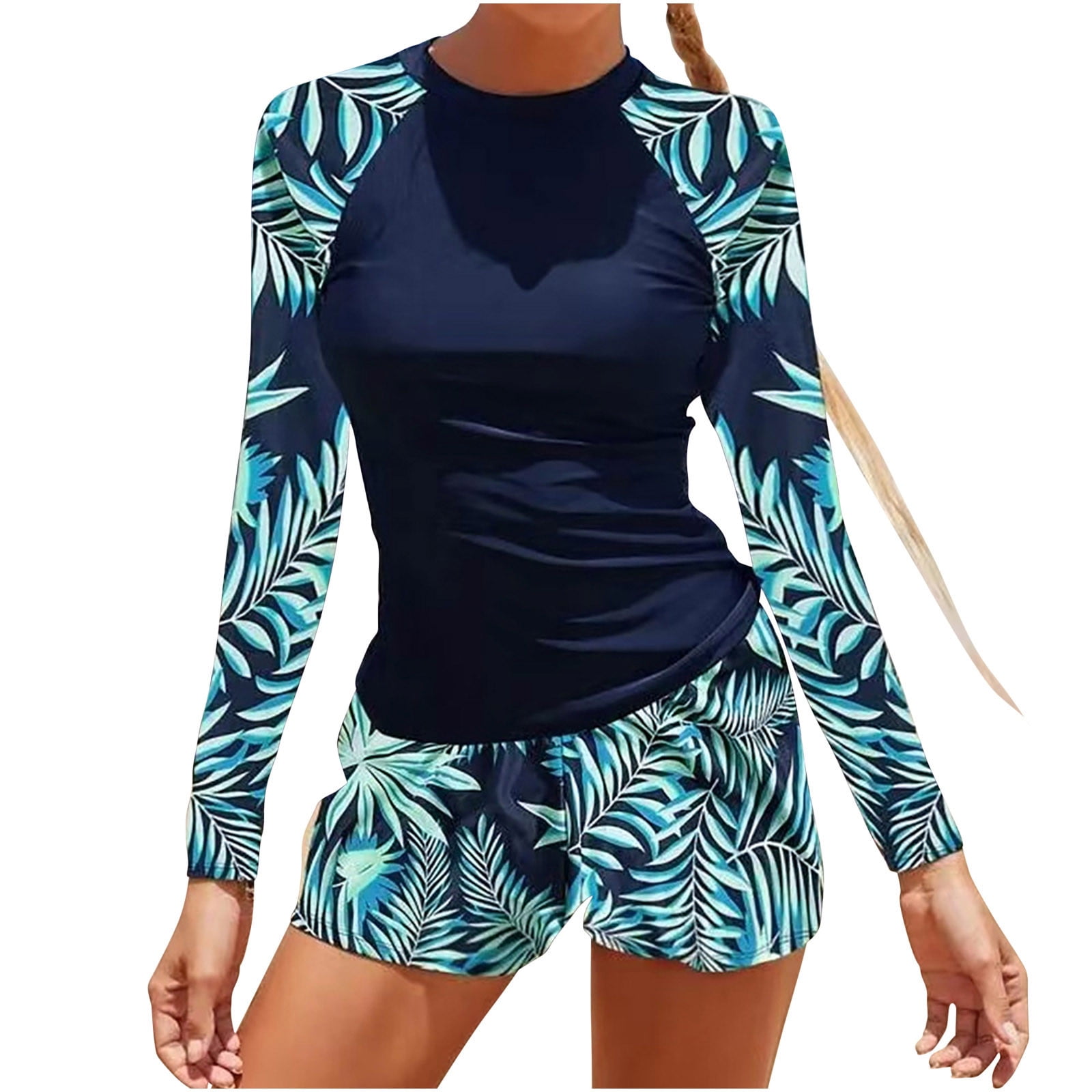 Lonkey Conservative Tankini Print Split Boxer High Waist Swimsuit Women Bikini main image 0