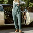 thumbnail image 1 of Virmaxy Overalls Women Sleeveless Adjustable Straps Jumpsuit Solid Cotton Linen Bib Overalls Women Wide Leg Overalls For Women Loose Fit Green XL, 1 of 6