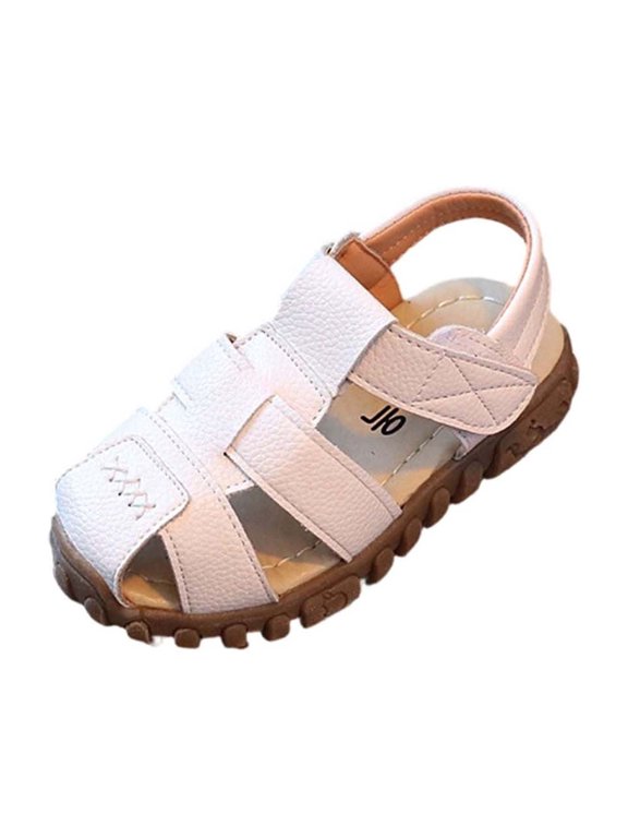 PU Closed Toe Fisherman Sandals with Ankle Strap Hook Loop Soft Sole Outdoor Walking Shoes for Summer Daily Wear and Vacation, for 3-6Y