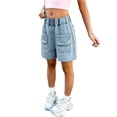 thumbnail image 1 of Virmaxy Pearl Summer Loose A-Line Denim Shorts Elastic Waistband Breathable Soft Casual Wear for Daily and Outings Styl, for 5-15Y, 1 of 7
