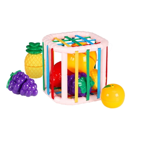 Virmaxy Rainbow Shape Sorter Box with Fruit Cutting Play Toys Fine Motor Skills and Sensory Learning for Baby Early Education for Infant