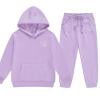 Virmaxy Romantic Winter Casual Wear Heart-shaped Small Print Long Sleeves Hooded Sweatshirt and Sweatpants Set Comfort Wear for 3.3'-5.3',Purple