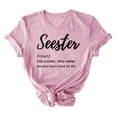 thumbnail image 1 of Virmaxy Seester Like Sister Only Cooler Womens Trendy Letter Printed Dressy Tops Round Neck Short Sleeve Loose Blouses Comfy Tunic Tops Summer Fashion Casual Baggy Basic Tee Pink-B M, 1 of 4