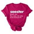 thumbnail image 1 of Virmaxy Seester Like Sister Only Cooler Womens Trendy Letter Printed Dressy Tops Round Neck Short Sleeve Loose Blouses Comfy Tunic Tops Summer Fashion Casual Baggy Basic Tee Hot Pink-A L, 1 of 4