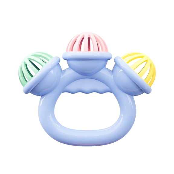 Virmaxy Sensory Triple Head Rattle and Teether Toy Colorful Beads with Gentle Sound for Baby Auditory Visual Development 0-3 Years