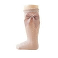 thumbnail image 1 of Virmaxy Solid Color Bowknot Mid Calf Mesh Socks Soft Breathable Cotton Ruffle Edge Princess Style Socks for Casual and Special Occasions, 1 of 4