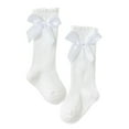 thumbnail image 1 of Virmaxy Solid Color Bowknot Mid Calf Socks Soft Breathable Cotton Ruffle Edge Princess Style Socks for Casual and Special Occasions, 1 of 4
