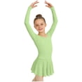 thumbnail image 1 of Virmaxy Solid Color Long Sleeve Crew Neck Ballet Dance Dress Breathable Comfort Pleated Mesh Slip Dress for Training and Performance, for 3-15Y, 1 of 8