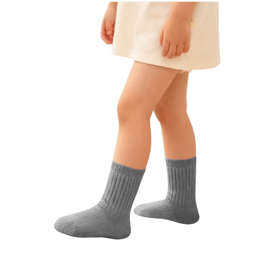 Virmaxy Solid Color Mid Calf Socks Soft Breathable Loose Non Constricting Cuff Ribbed Knit Design for All Season and Casual Wear, for 3-8 Years