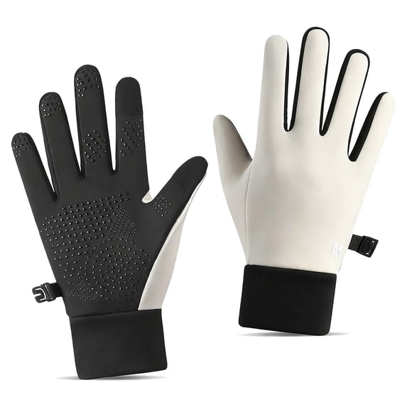 Virmaxy Solid Color Touchscreen Ski Gloves 3-15 Years Water Resistant Fleece Lined Non Slip Grip Adjustable Wrist Strap for Winter Activities