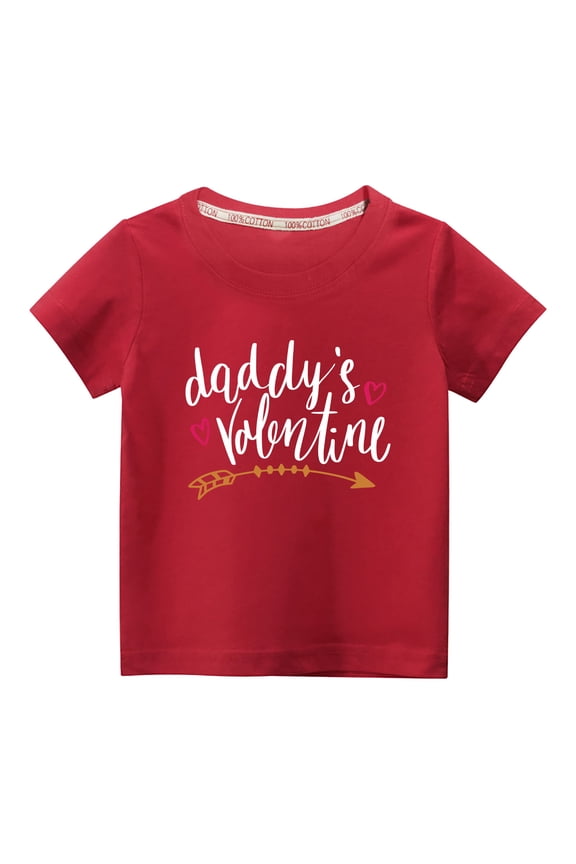Sorry Boys Daddy is My Valentine Unisex Kids Valentine's Day Basic Tee Toddler Baby Boys Girls Letter Love Graphic T-shirt Spring Summer Short Sleeve Cotton Casual Baggy Tees Red-D 7Y