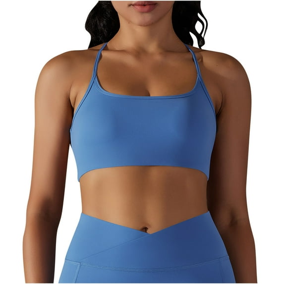 Virmaxy Sports Bras For Women High Support Yoga Wear Bra Breathable Quick Drying Body Shaping Back Fitness Blazer Blue L