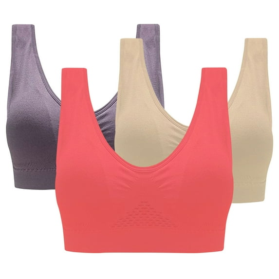 Virmaxy Sports Bras For Women High Support 3-Pack Sports Bra Without Wire Free Support Yoga Running Underwears Cute High Impact Workout Sports Bras Multicolor-H XXL