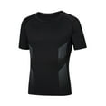 thumbnail image 1 of Virmaxy Spring Summer Breathable Short Sleeve Compression Top Moisture Wicking Lightweight Stretch Athletic Shirt for Running Training Sports, for 7-12 Years Black, 1 of 4