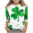 thumbnail image 1 of Virmaxy St Patricks Day Graphic Print 3/4 Sleeve Tee Unisex Green Soft Fabric Raglan Sleeve Casual Top for Streetwear and Everyday Style, for 3-14Y, 1 of 6