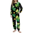 thumbnail image 1 of Virmaxy St Patricks Day Printed Long Sleeve Shirt Pants Set Soft Round Neck Casual Outfit for Holiday Celebration and Home Wear, for 5-16 Years Green, 1 of 9