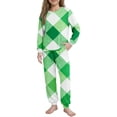 thumbnail image 1 of Virmaxy St Patricks Day Printed Long Sleeve Shirt Pants Set Soft Round Neck Casual Outfit for Holiday Celebration and Home Wear, for 5-16 Years Green, 1 of 9