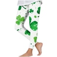 thumbnail image 1 of Virmaxy St Patricks Day Shamrock Print High Waist Leggings Stretchy Soft Tight Pants for Holiday Activewear and Daily Wear, for 3-7 Years Green, 1 of 7