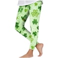 thumbnail image 1 of Virmaxy St Patricks Day Shamrock Print High Waist Leggings Stretchy Soft Tight Pants for Holiday Activewear and Daily Wear, for 3-7 Years Green, 1 of 7