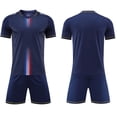 thumbnail image 1 of Virmaxy Stripe Soccer Jersey and Shorts 2 Piece Set Breathable V Neck Athletic Uniform for Youth Training Match and Practice for 3-13 Years, 1 of 6