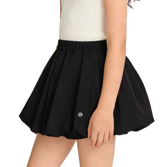 Virmaxy Summer Ballet Core Balloon Skirt Solid Color Elastic Waist Flowy Puff Bubble Skort with Lining for Dance Practice and Daily Wear, 3-15Y