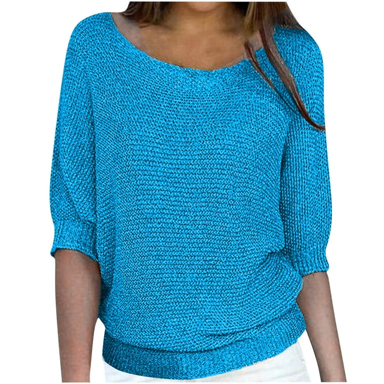 Fashion Solid Slash Neck Flare Sleeve Knitting Sweater Fashion Solid Slash Neck Flare Sleeve Knitting Sweater