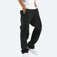 thumbnail image 1 of Virmaxy Sweatpants For Men Elastic Waist With Pockets Straight Work Pants Fashion Outdoor Fitness Cargo Pants Black L, 1 of 6