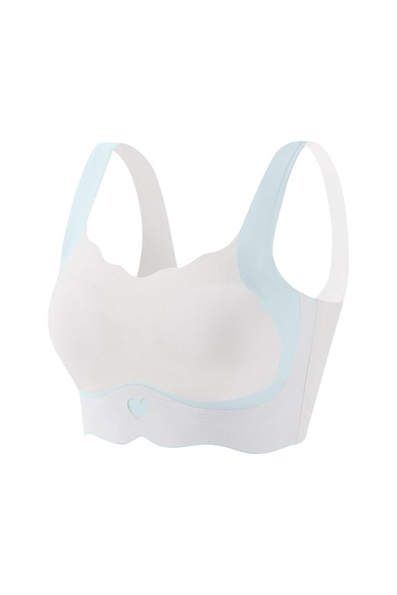 Teen Girls Cotton Training Bra Wire Free with Built-in Breast Pads Color Block Design for Comfort and Modesty, for 12-15 Years Blue