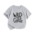 thumbnail image 1 of Virmaxy Toddler Baby 2024 Crew Shirt Wild Like My Curls Summer New Girls Short-Sleeved Letter Print T-Shirt Casual Tops Short-Sleeved Round Neck Tops, 1 of 3