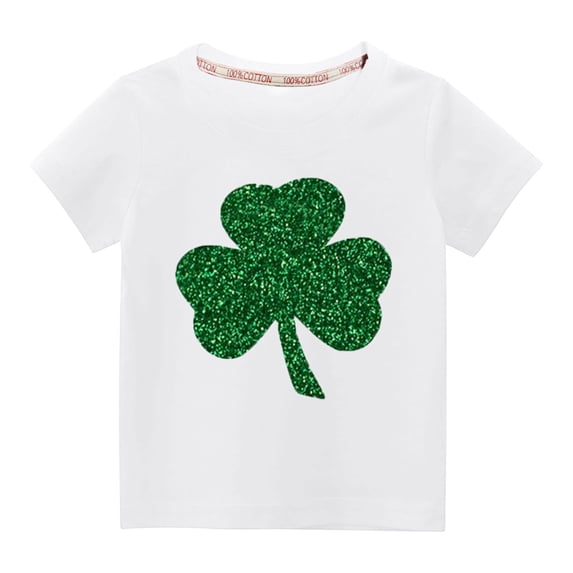 Virmaxy Toddler Baby Boys Girls Fashion St Patrick's Day T-shirt Little Kids Shamrock Graphic Tee Unisex Kids Spring Summer Fashion Round Neck Short Sleeve Tops White-A 3T